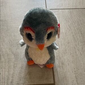 Ty Plush Penguin Toy - Gray, White & Orange Accent